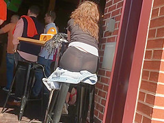 Candid ass in leeggings see thru