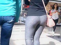 College teen 18+ Tight Jiggly Ass in Grey Spandex