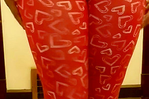 Full spandex ass play strip tease shemale leggings