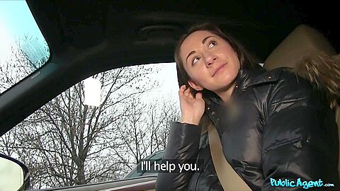 Horny Russian Babe Fucks In Car With Stranger
