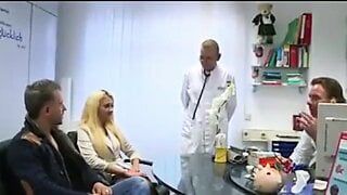 Husband expects his cheating wife in the waiting room