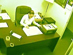 Lady boss stretches legs and masturbates in the xxx