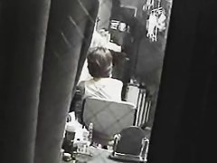 Lusty amateur sitting on chair masturbating on security cam