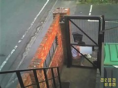 Security cam spied shameless girl pissing at the stairs
