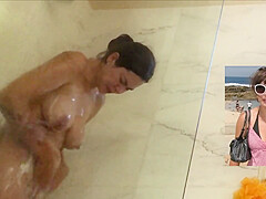 Sexy Hairy brunette wife exposed in the shower