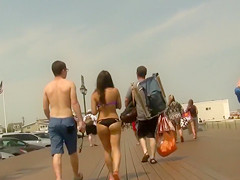 Tight booty hottie in black bikini bottoms