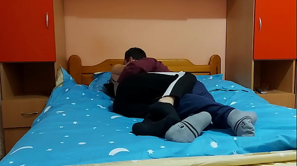 Tiny babe with tight pussy rides boyfriend’s dick