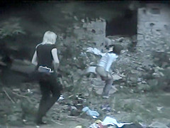 Two cute girls caught pissing outside