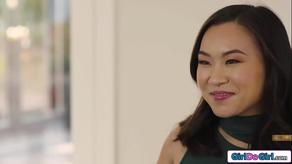 Busty milf stepmom tests vibrator on asian teen stepdaughter
